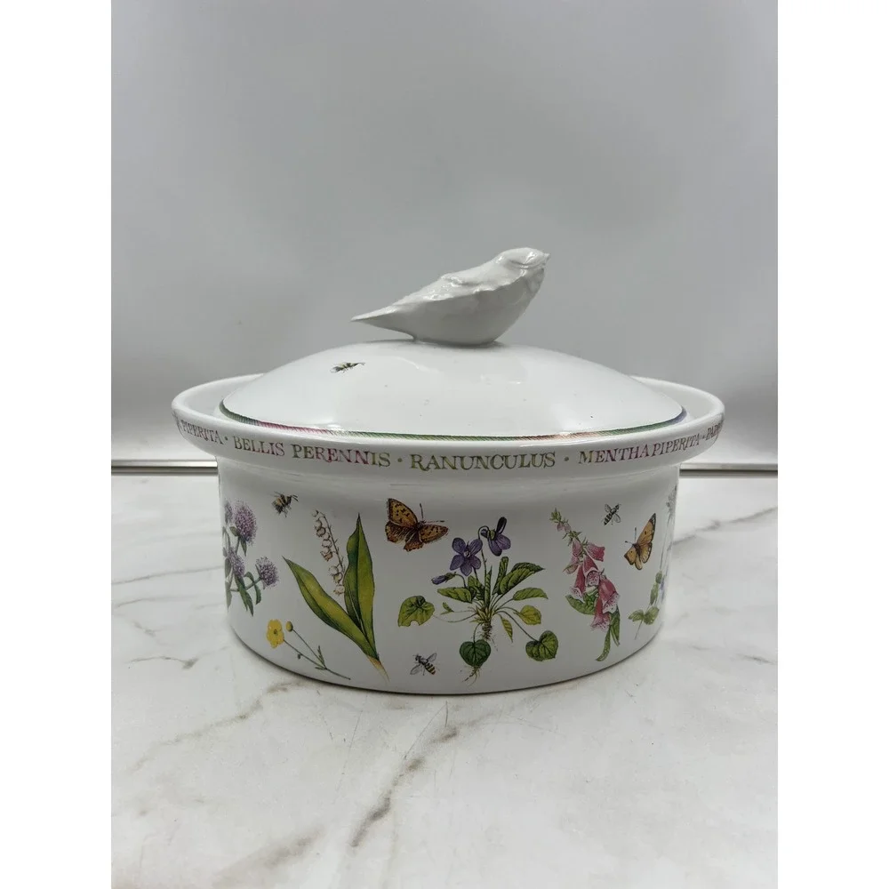 Marjolein Bastin Wildflower Meadow Ceramic Casserole Dish Bird Lid Oval Baker